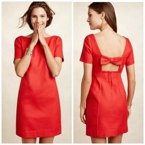 Anthropologie Maeve Alexia Bow-Back Red Shift Dress Size 8